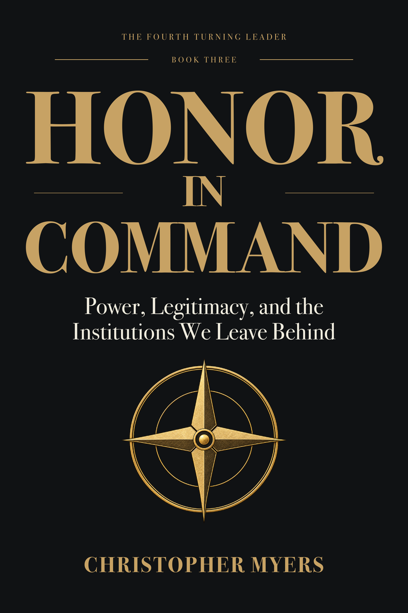 Honor in Command by Christopher Myers: dark cover with a gold compass